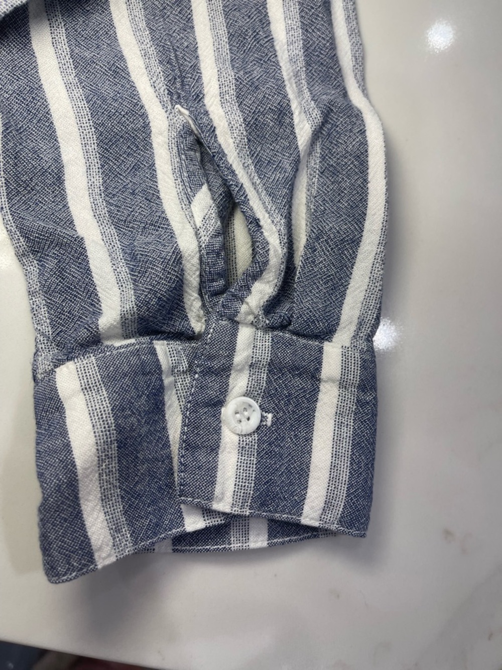 Like NEW! Bella Dahl Striped Button-Front Tie Hem Top - Blue & White - Picture 15 of 16